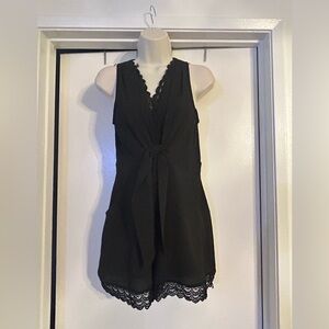 no frills Black Lace Trim Romper